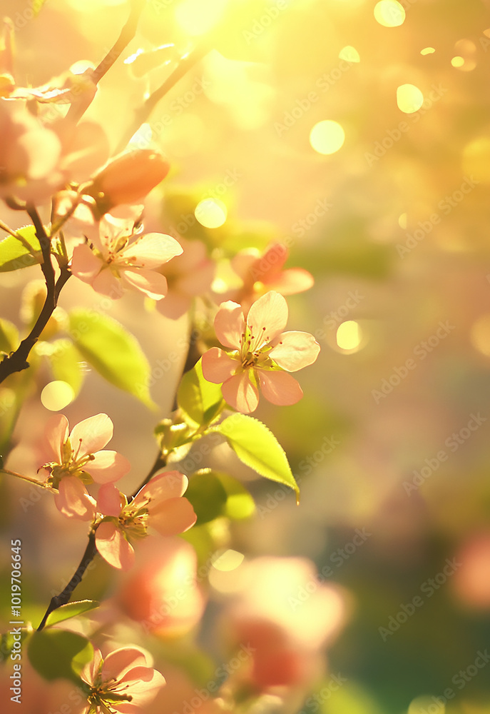 Scenic meadow with blooming spring flowers under sunrays ideal for a copy space image elbow and green watercolor background for spring Scenic meadow with blooming spring flowers under sunrays ideal for a copy space image elbow and green watercolor background for spring