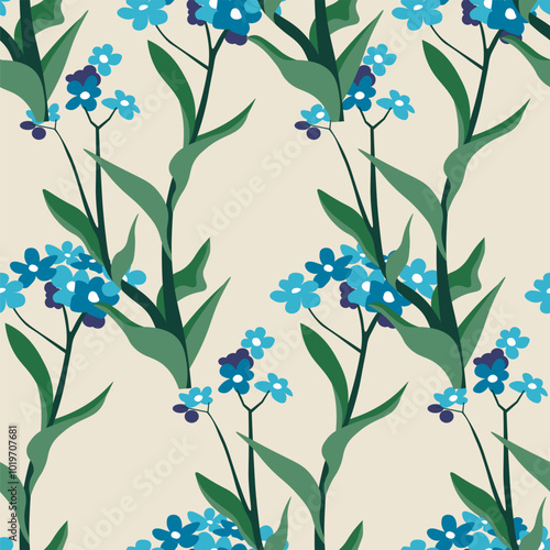 Elegant Blue Forget Me Not Pattern