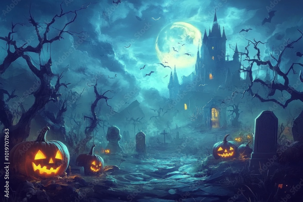 Spooky Halloween Night with Haunted Castle Spooky Halloween Night with Haunted Castle
