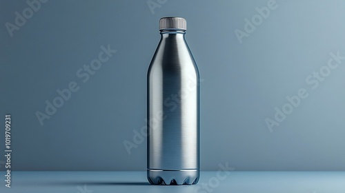 Metal water bottle isolated on a bright white surface sleek and minimalistic