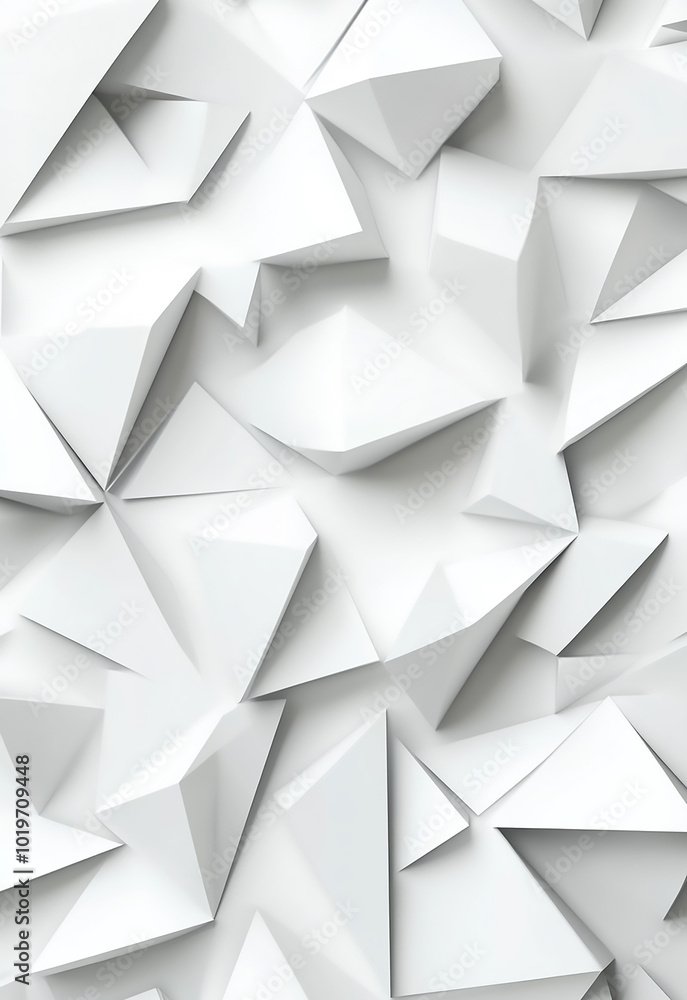 Fototapeta premium A decorative wall made from intricately folded white origami paper White polygon textured background