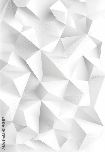 A decorative wall made from intricately folded white origami paper White polygon textured background