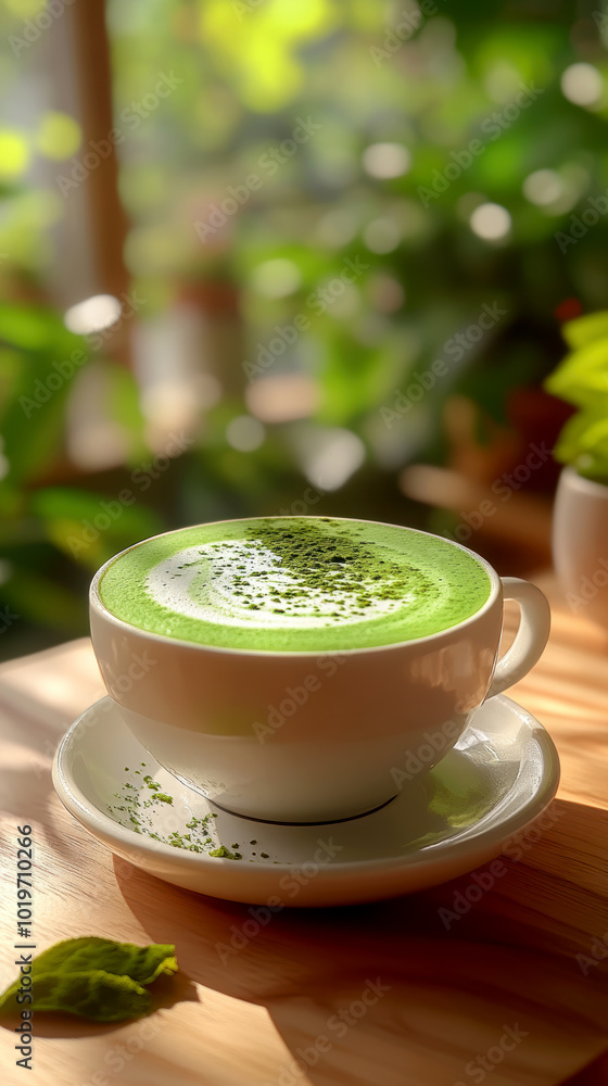 tasty Matcha Latte made from green tea. AI generative. tasty Matcha Latte made from green tea. AI generative.