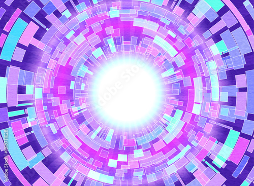 未来感あるトンネルワープのようなデジタルポップな背景