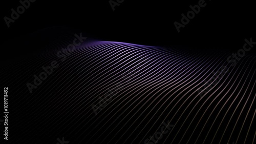 Abstract dark wavy lines loop slow motion background.