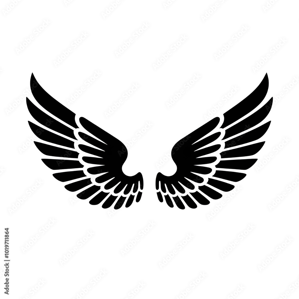 A vector silhouette image of a wings icon with a white background A vector silhouette image of a wings icon with a white background