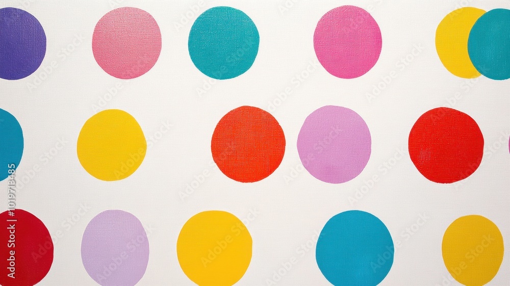 A playful polka dot pattern with vibrant circles on a white background, representing fun, creativity, and celebration A playful polka dot pattern with vibrant circles on a white background, representing fun, creativity, and celebration