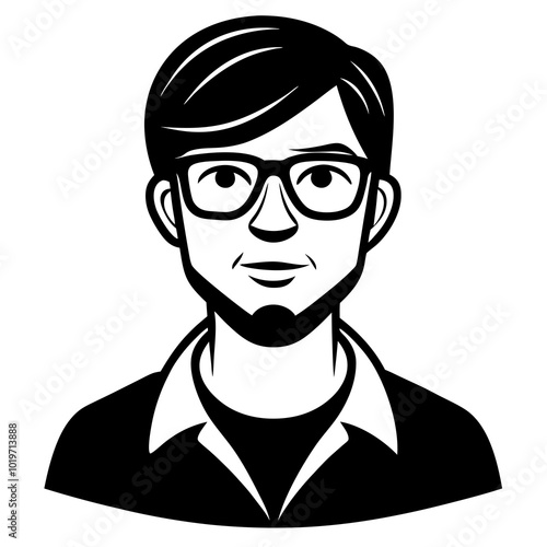 ector Man Face Glasses Silhouette, Man Boy Head Face Portrait Silhouette Stylish Cool Glasses