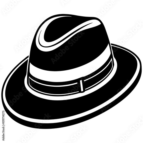 Panama hat icon silhouette in black style isolated on white background