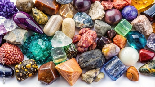 Asymmetrical arrangement of various minerals and rocks