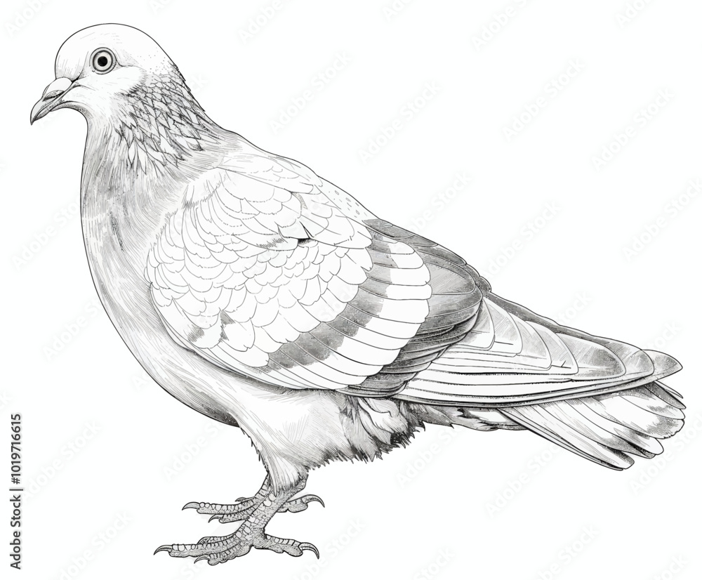 Naklejka premium Pencil Sketch of a Dove 