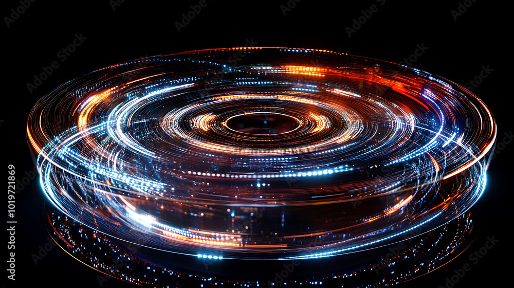 Fototapeta premium vibrant spinning wheel with colorful lights creates mesmerizing effect