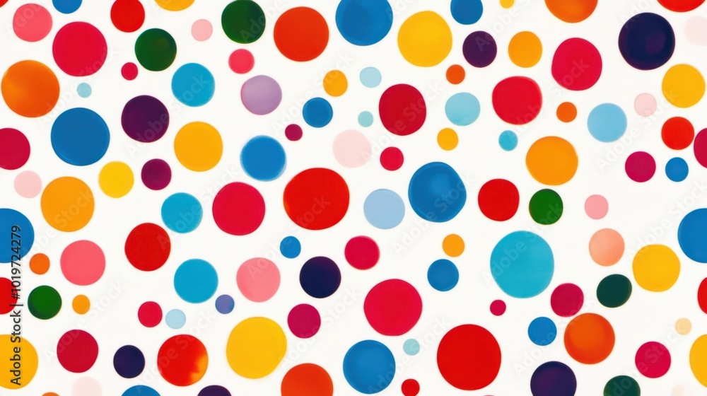 Colorful circles in a vibrant polka dot pattern on white, evoking a sense of fun, creativity, and abstract art Colorful circles in a vibrant polka dot pattern on white, evoking a sense of fun, creativity, and abstract art