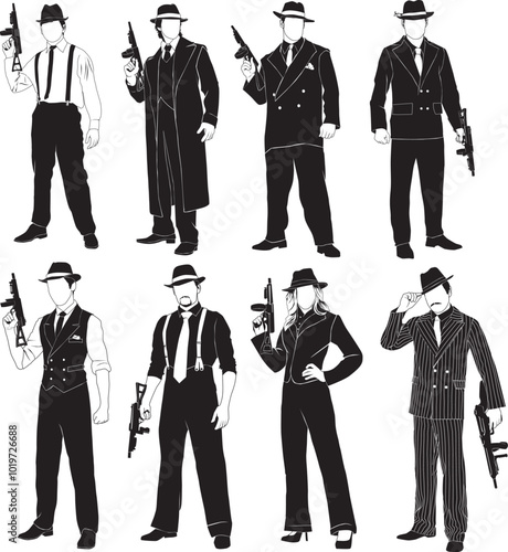 mafia carrying scary automatic weapons