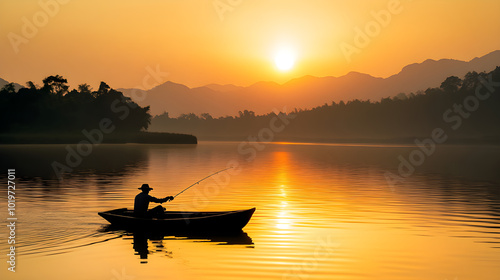 Sunset Serenity: The Art of Practice in Fishing Amidst Nature's Beauty