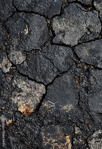 Texture of black asphalt with copy space image black or dark gray rough grainy stone texture background