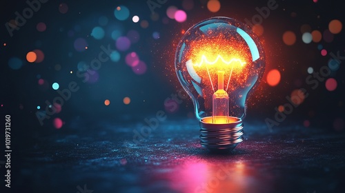 Flat Glowing abstract energy bursts representing innovation in management concept 