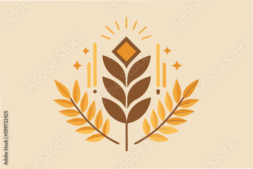 Agriculture wheat vector illustration elements of wheat grain, wheat ears, seed or rye