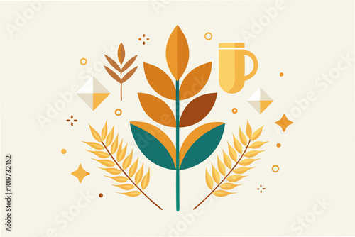 Agriculture wheat vector illustration elements of wheat grain, wheat ears, seed or rye