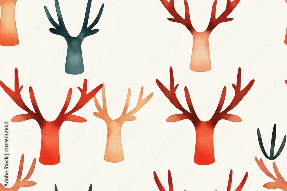Colorful illustration of deer antlers on a light background. Colorful illustration of deer antlers on a light background.