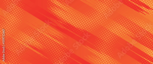 Abstract Sports Background with Orange and Red Gradient Brushstrokes and Halftone Effect