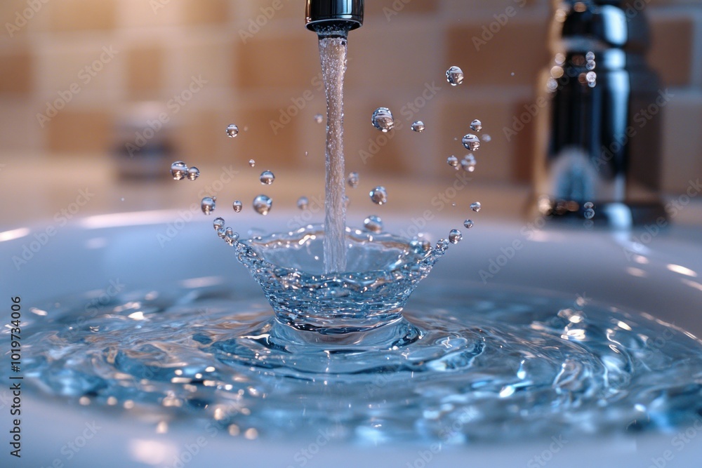 Water Droplet Splashing in Sink Water Droplet Splashing in Sink