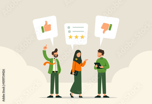 Customer Feedback, Thumbs Up, Three Stars, Thumbs Down