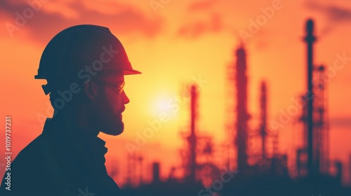 Chemical engineer inspecting cooling system at oil refinery 
