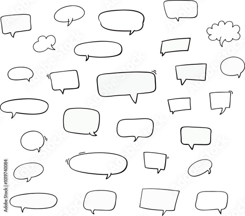 hand drawn sketch speech bubble collection