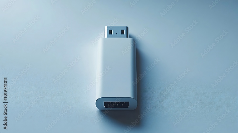 Single USB flash drive isolated on a bright white surface minimalist and modern design Single USB flash drive isolated on a bright white surface minimalist and modern design
