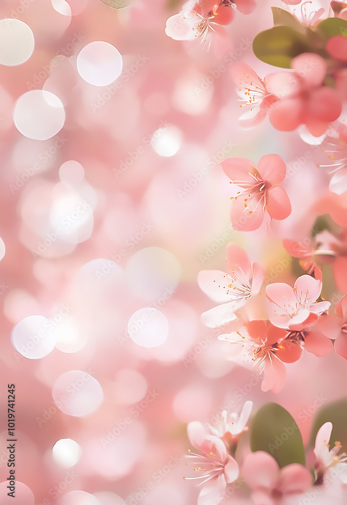 Delicate pink cherry blossoms in soft focus, creating A Romantic Wedding or Anniversary Invitation Delicate pink cherry blossoms in soft focus, creating A Romantic Wedding or Anniversary Invitation