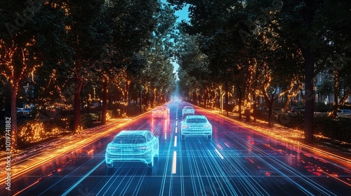 Futuristic road hologram technology 