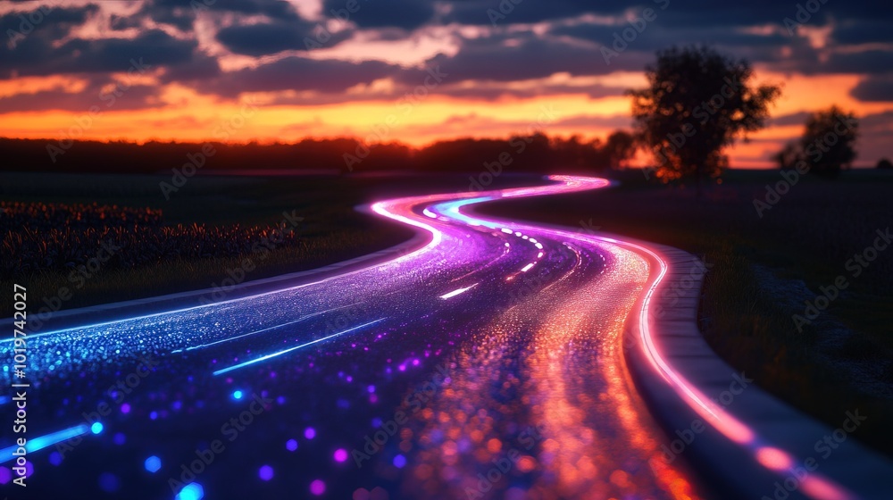 Futuristic road hologram technology Futuristic road hologram technology