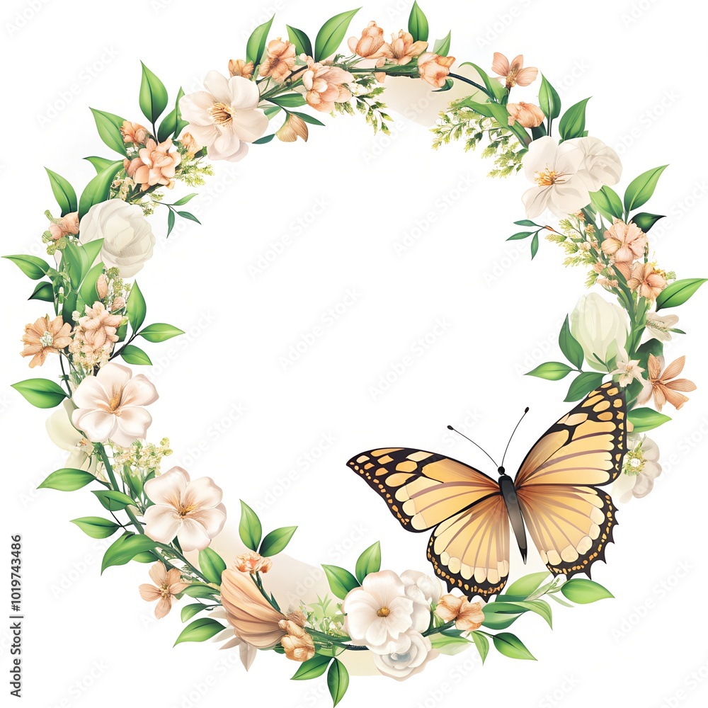 Fototapeta premium butterflies and flowers