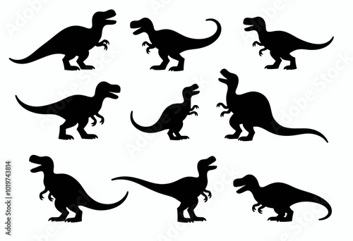 Dinosaur Silhouette Art Collection: Versatile Vector Illustrations for Creative Projects
