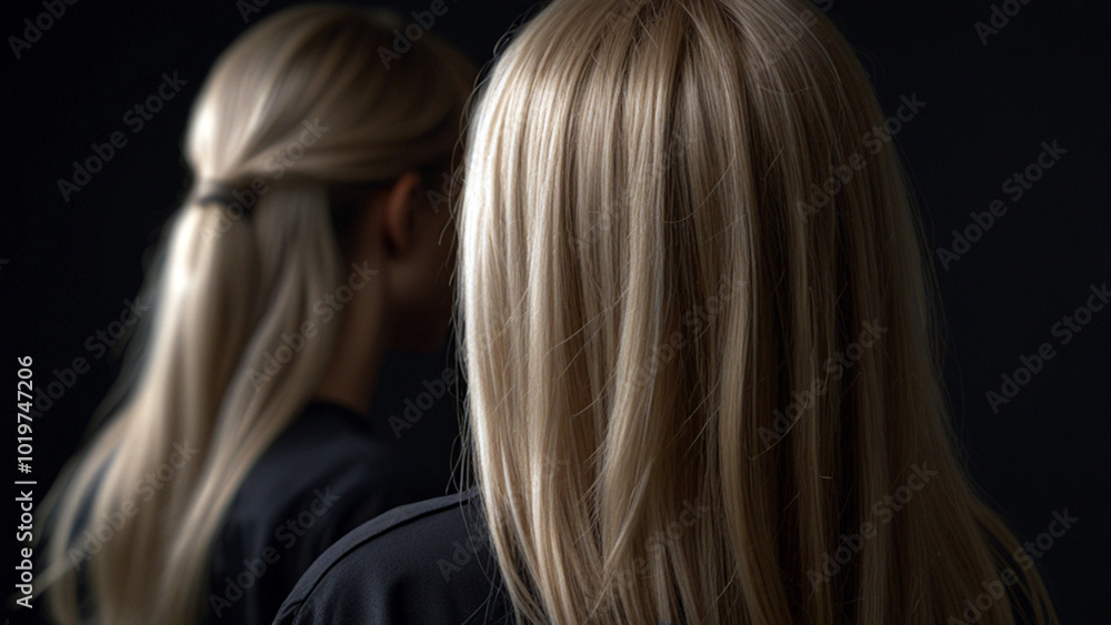 Naklejka premium Feathery Silver-Blond Hair in an Artistic Portrait with Delicate Lighting
