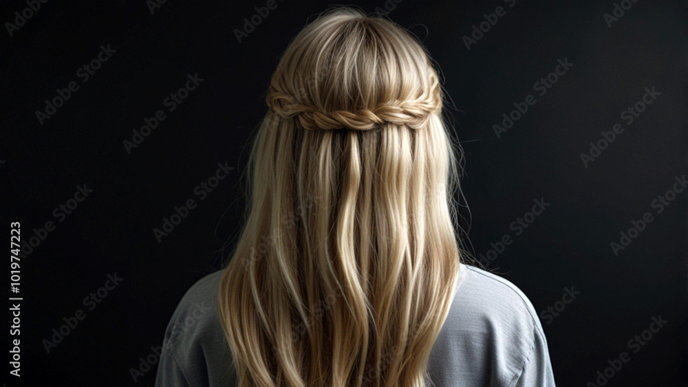 woman with long silver blond creative styled hair woman with long silver blond creative styled hair