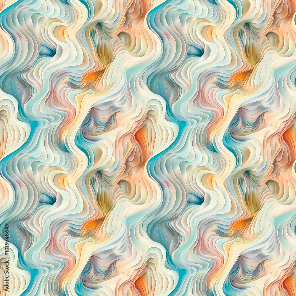 Abstract flowing pattern with smooth lines and soft curves in pastel colors. Seamless background Abstract flowing pattern with smooth lines and soft curves in pastel colors. Seamless background