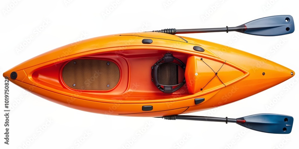 Top view of plastic whitewater kayak with a paddle isolated on background, whitewater, kayak, paddle, plastic, recreational Top view of plastic whitewater kayak with a paddle isolated on background, whitewater, kayak, paddle, plastic, recreational