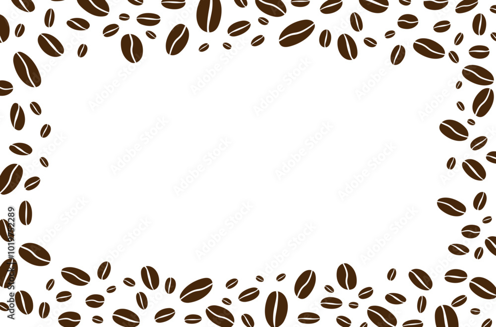 Obraz premium Frame of Coffee beans. Coffee beans isolated on white background. Border Coffee beans. Vector illustration