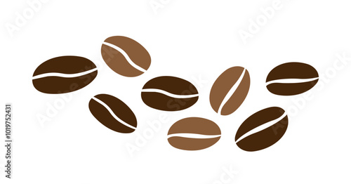 Coffee beans isolated on white background. Wave of Coffee bean background. Vector illustration