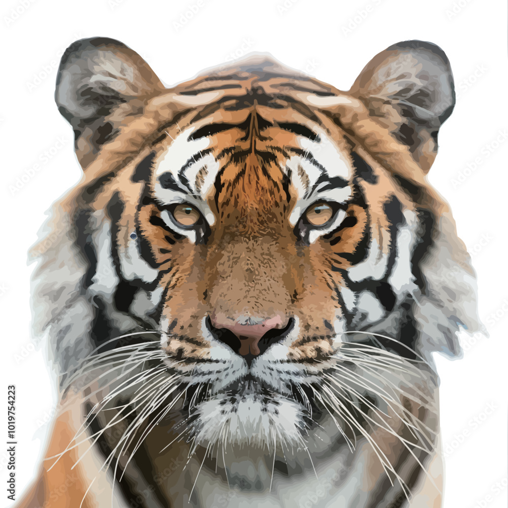 Portrait of a tiger on a white background. Close-up. Portrait of a tiger on a white background. Close-up.