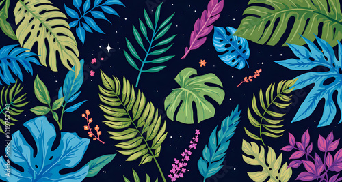 seamless floral pattern with leaves
