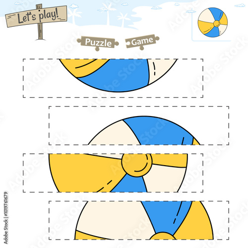 Lets play puzzle game with beach or ocean theme of Beach ball