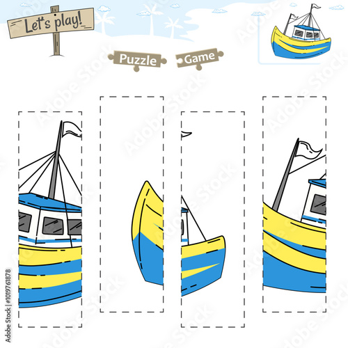 Lets play puzzle game with beach or ocean theme of sail boat 2
