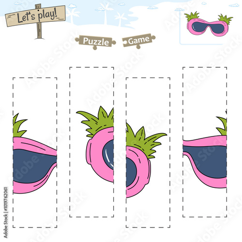 Lets play puzzle game with beach or ocean theme of swimming goggles
