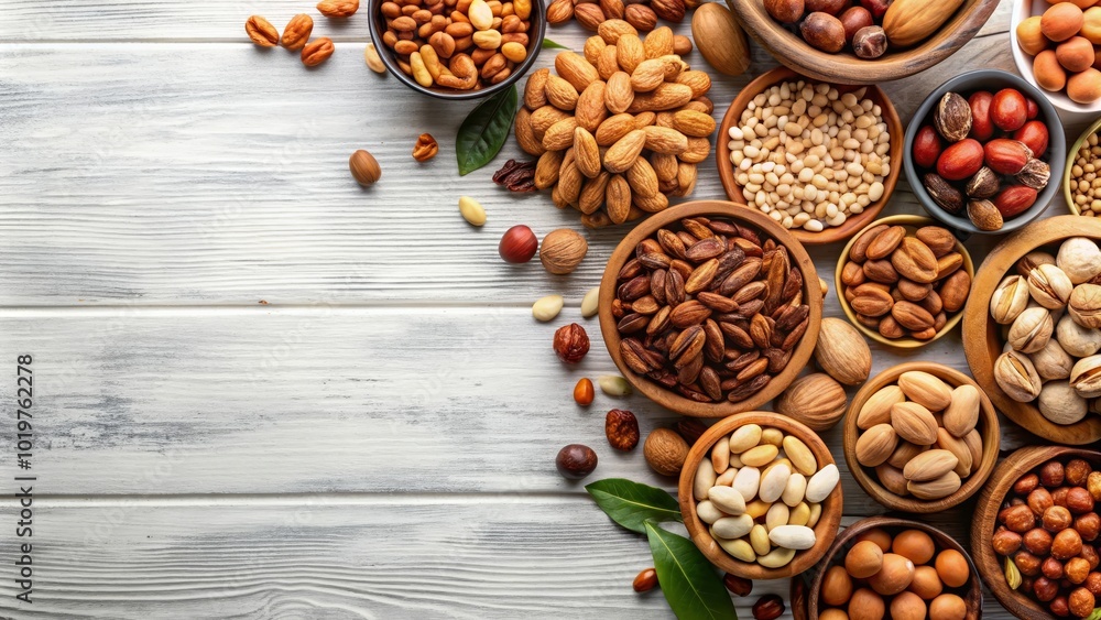 Assorted nuts composition on plain background for health concepts, nuts, assortment, healthy, snack, walnuts Assorted nuts composition on plain background for health concepts, nuts, assortment, healthy, snack, walnuts