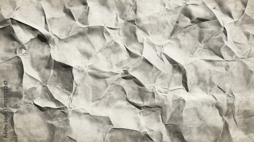 A background with crumpled paper in colors of black and white, banner. AI generation. A background with crumpled paper in colors of black and white, banner. AI generation.