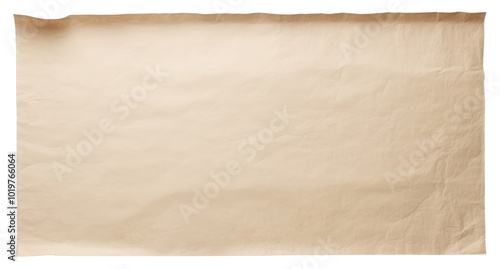 Horizontal crumpled paper sheet isolated on transparent background