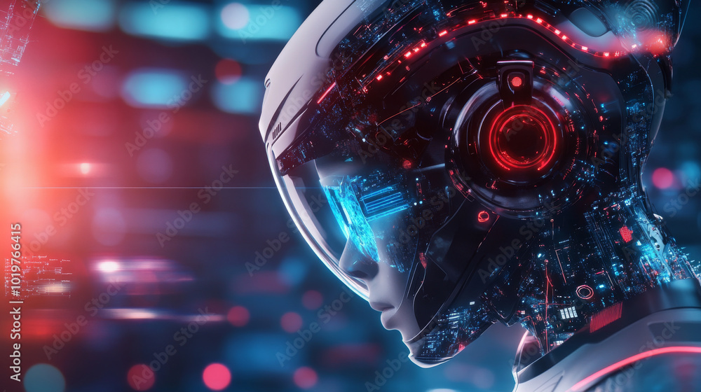 Futuristic Cybernetic Astronaut in a High-Tech World of Neon and Data Visualization Futuristic Cybernetic Astronaut in a High-Tech World of Neon and Data Visualization